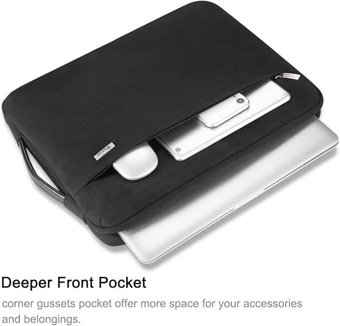 Voova Laptop Sleeve Case 15.6 16 Inch with Handle, 360° Protective Waterproof Slim Computer Bag Cover Compatible with MacBook Pro M2/M3/M4 16, HP Acer Lenovo Yoga ThinkPad Asus Laptop, Black