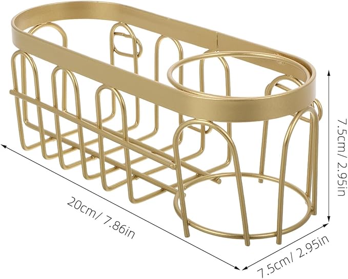 Toyvian Kitchen Sink Sponge Holder Basket with Moisture Control Easy No-Drill Installation Multifunctional Brush Drying Rack Golden Organizer for Cleaning Tools