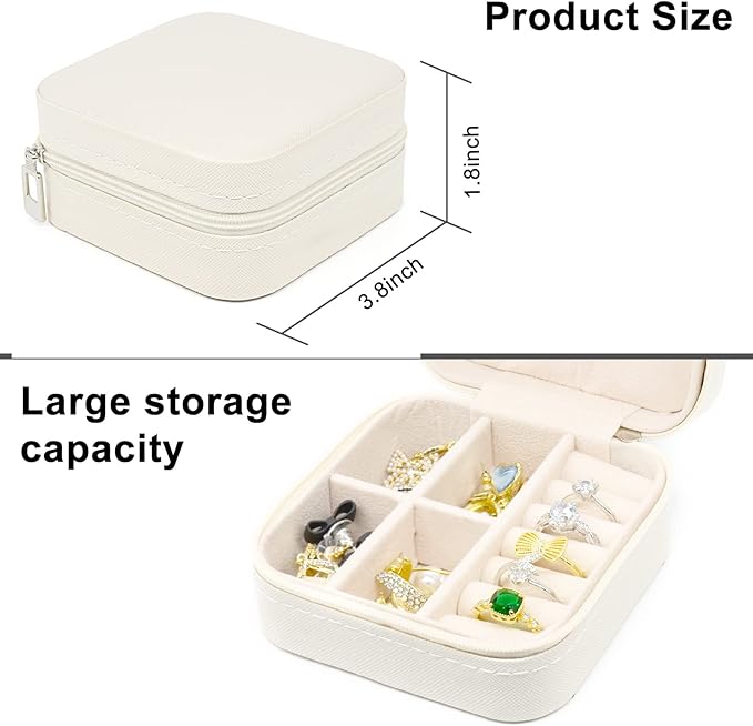 KEINE MARKE Small Jewelry Box, Travel Portable Jewelry Case for Ring, Pendant, Earring, Necklace, Bracelet Organizer Storage Holder Boxes (white*8).