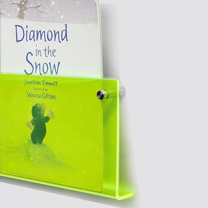 ROYALITA 2-Pack Acrylic Magazine Holder Brochure Holder, 17" Record Holder Magazine Rack, Fashion Hanging Bookshelf Literature Storage Rack for Waiting Room, Living Room, Office, Green 17 Inch