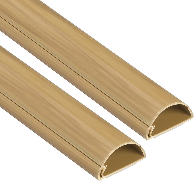 D-Line Half Round Cord Hider, Patented Cable Cover, Hide TV Wall Mount Wires, Raceway for Cords, Decorative Wire Covers, Paintable, Adhesive - 2X 1.18in W x 0.59in H x 39in L - Wood-Effect