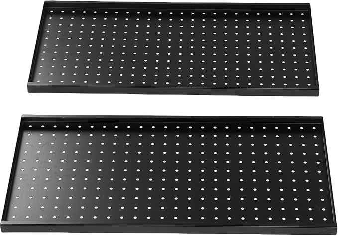Fafeicy 2Pcs Black Pegboard Metal Wall Panel 24x12 Inches Heavy Duty Organizer for Shop Garage Storage