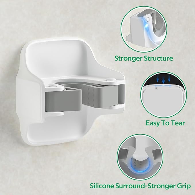 reliahom 3 Pack Broom Holder Wall Mount Mop Grippers No Drilling Self Adhesive Anti-Slip Mop Handle Hanger Dustpan and Broom Organizer Garage Storage Racks-White