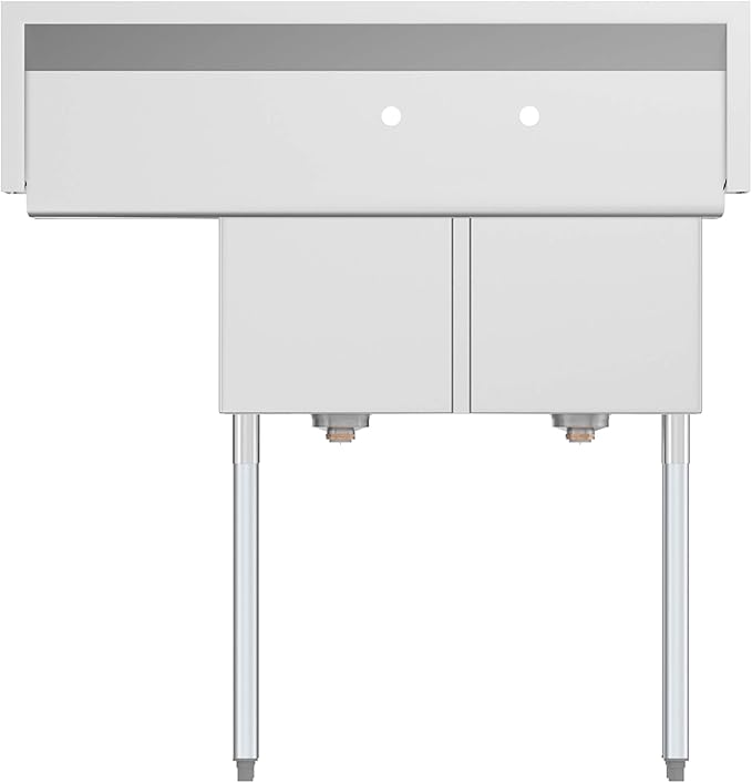 KoolMore 2 Compartment Stainless Steel NSF Commercial Kitchen Prep & Utility Sink with Drainboard - Bowl Size 14" x 16" x 11", Silver