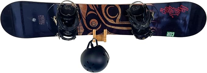 COR Surf Skateboard and Snowboard Wall Mount | Bamboo Skateboard Rack with Extra Storage Hook for Helmet or Bag