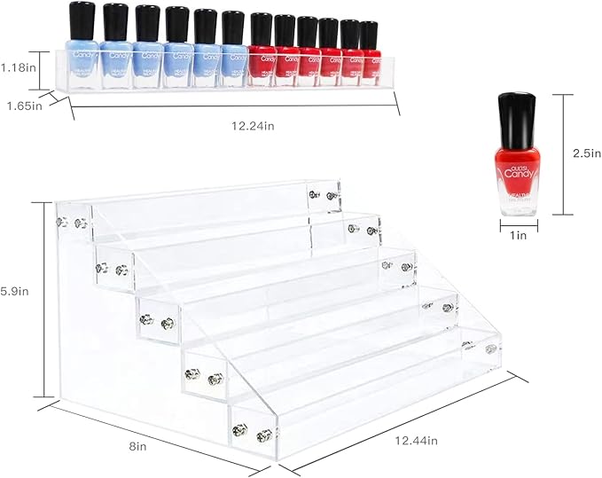 Kingtaily Nail Polish Organizer, 5 Layers Acrylic Display Rack, Cosmetics Storage, Unisex