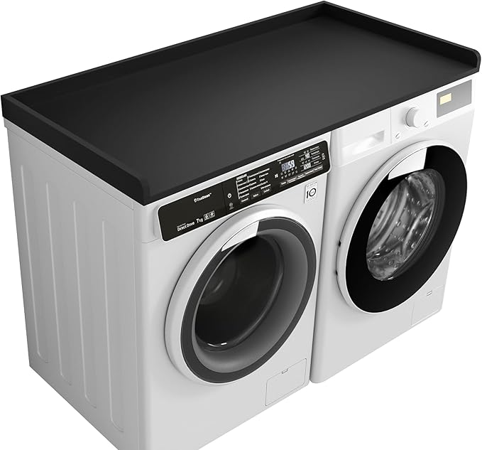 Kaboon Washer Dryer Countertop Only, Melamine Countertop with Edge Rails - 27.5" Depth x 54" Width Laundry Room Organization, Black