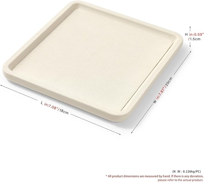 Microfiber Jewelry Display Flat Tray for Rings Earrings Necklace Bracelet, Jewelry Photograph Display Catchall Organizer Tray Dish(M,Beige)