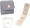 Mini Travel Jewelry Bag,Mini Jewelry Pouch,Protable travel Jewelry Storage Organizer Case,Small Jewelry Storage Roll with Buckle for Earrings,Rings,Necklaces (Gray, 1Pcs)