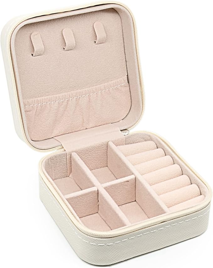KEINE MARKE Small Jewelry Box, Travel Portable Jewelry Case for Ring, Pendant, Earring, Necklace, Bracelet Organizer Storage Holder Boxes (white*4).