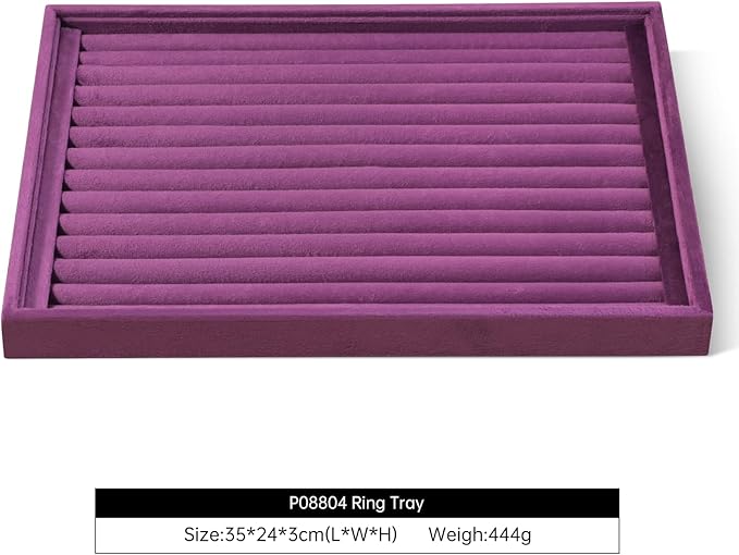 Velvet Ring Display Tray, Stackable Muilt Slot Rings Ear Stud Storage Tray, Drawer Insert Jewelry Accessories Organizers Plate (Purple)
