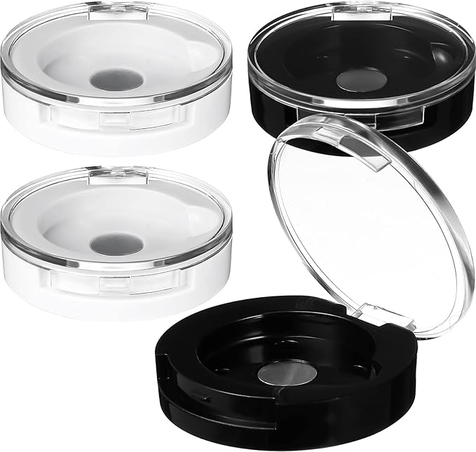 FRCOLOR 4Pcs Empty Magnetic Eyeshadow Cases Small Round Single Color Makeup Palette DIY Refillable Eyeshadow Container Lipstick Pallet Pans for Lipstick Blush Powder 1.57X1.57X0.47in