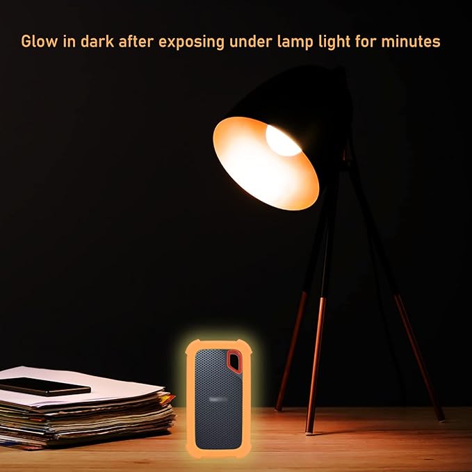 LEFXMOPHY Case Cover Replacement for SanDisk Extreme Portable External SSD, Orange E61 Soft Silicone Portective Skin Sleeve Glow in Dark