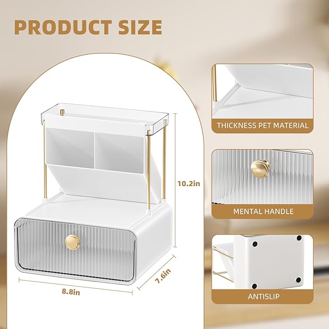 3-Tier Bathroom Makeup Organizers and Storage, Makeup Vanity Organizer, Bathroom Countertop Organizer, Makeup Brush Holder, Desk, Perfume, Cosmetic, Office, Nailpolish, Jewelry and Skincare Organizers