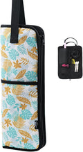 WK IEASON Hair Flat Iron Case Holder Canvas Bag Heat Resistant Curling Iron Straightener Holder Bag for Hair Tools Curling Iron Organizer Bag (Leavies-Fabric bag)