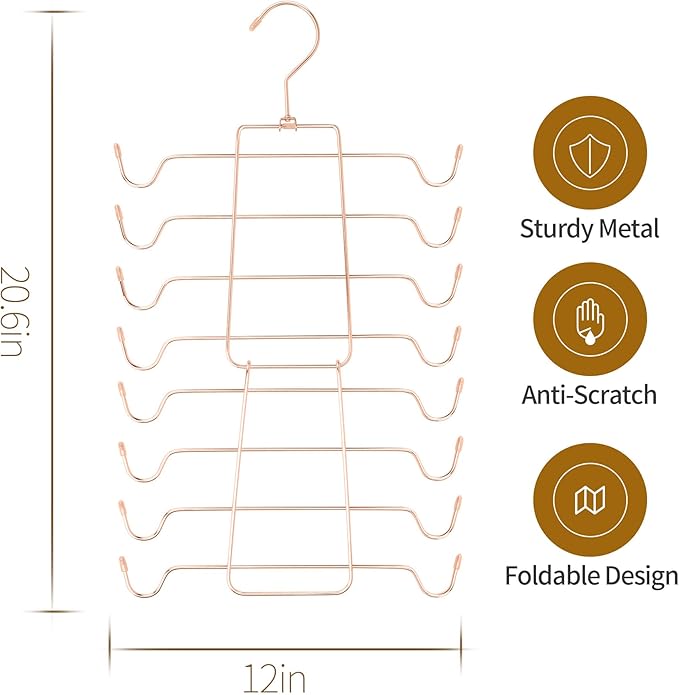 2 Pack Tank Top Hanger, Bra Organizer for Closet, Hanging Space Saving Sport Bra Lingerie Holder Closet Organizers and Storage, College Apartment Essentials, Rose Gold