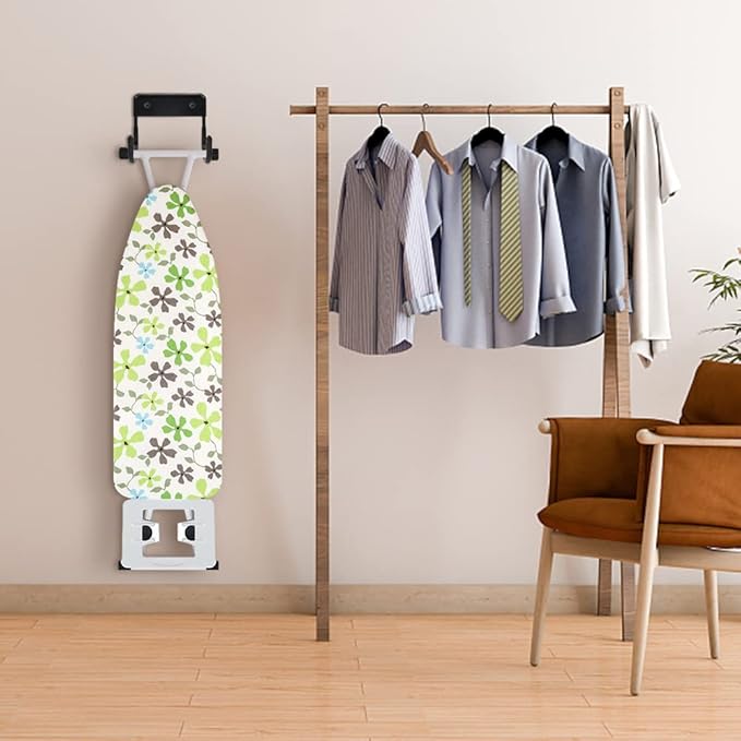 Ironing Board Hanger Wall Mount Ironing Board Holder Organizer Wall Rack for Laundry Rooms Storage Rack Hanging Shelf Hanger (White) (Black)