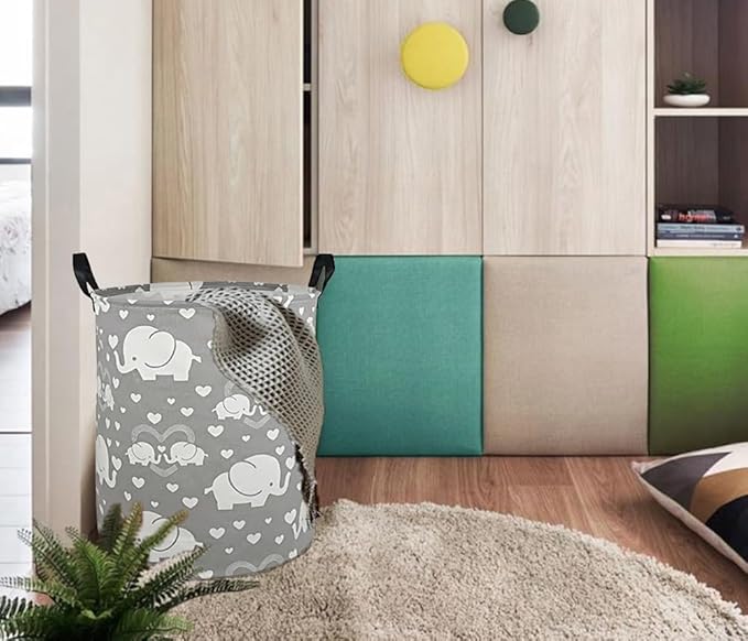 Round Laundry Hamper Storage Basket Laundry Organizer Hamper Storage Bins Clothes and Toys Box Nursery Hamper Gift Basket For Kids with Handles