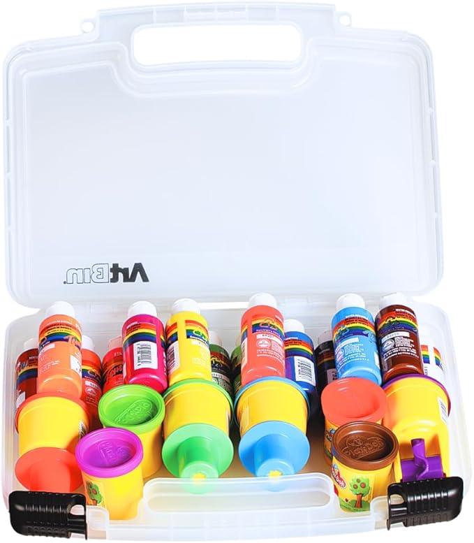 ArtBin 6977AB 12 inch Quick View Deep Base Carrying Case, Portable Art & Craft Organizer with Handle, [1] Plastic Storage Case, Translucent