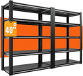 REIBII Garage Shelving Heavy Duty 2500LBS Storage Shelves 40" W Garage Shelves Heavy Duty Shelving Metal Shelves for Warehouse, Basement, Pantry, 40" W x 17.7" D x 72.2" H, 2Pack