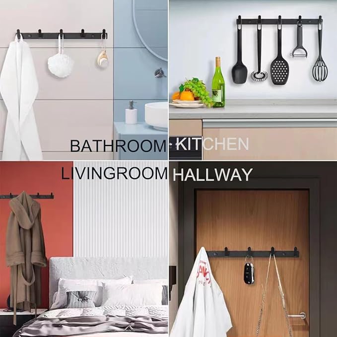 Gxfctys Coat Rack Wall Mount, Modern Wall Hooks for Hanging Coat Clothes Hats Bags with 5 Hooks, Space Aluminum Black Towel Hooks for Kitchen Entryway Bathroom Bedroom (5 Hooks, Style 1)