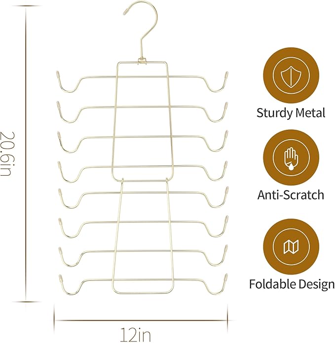 2 Pack Tank Top Hanger, Bra Organizer for Closet, Hanging Space Saving Sport Bra Lingerie Holder Closet Organizers and Storage, College Apartment Essentials, Gold