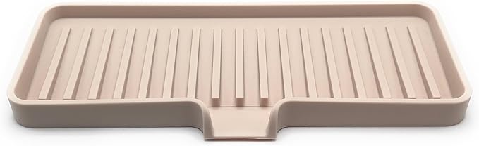 Happitasa Silicone Soap Dish Tray and Sponge Holder with Drain Chute | Bathroom and Kitchen Sink Organizer Caddy (Sand Dollar, 9"x3.5", 5.6 Ounces)