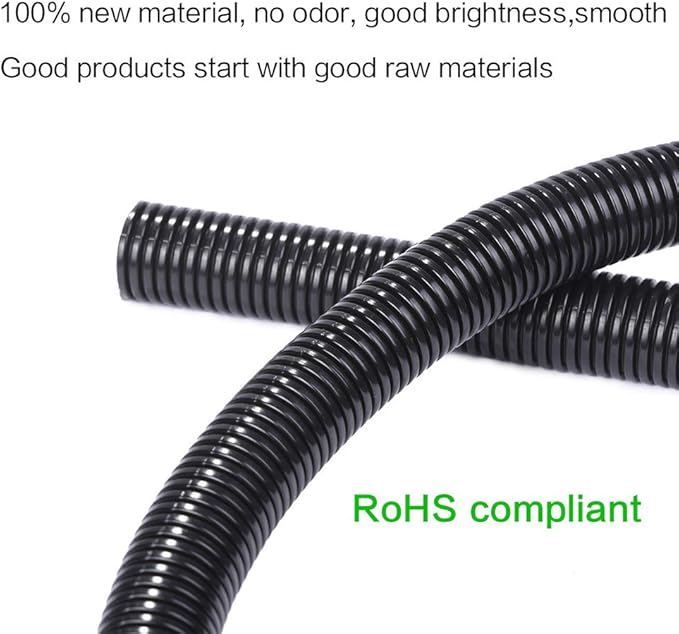 Alex Tech 100ft - 1/4 inch Split Wire Loom Tubing - Black