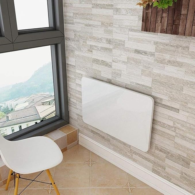 Wall Mounted Folding Table,White Floating Desk for Small Spaces,Stainless Steel Bracket Laundry Folding Table,Wall Folding Desk,Home Bars and Dining Establishments70x40cm /27.5" x 15.7"