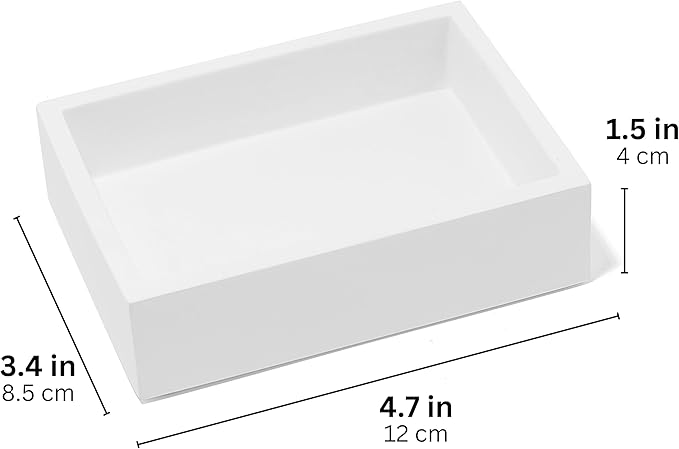 Matte White Square Soap Dish for Bathrooms and Kitchens (Square White)
