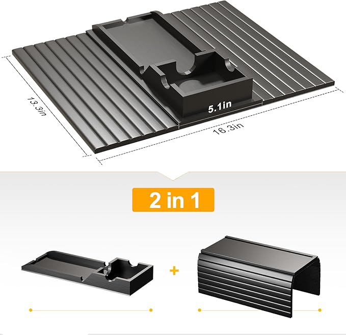 Couch Armrest Table, Sofa Arm Tray with Detachable Couch Cup Holder - 2 in 1 Anti-Slip Foldable Sofa Armchair Caddy Table for Drinks Cellphone TV Remote Snacks (Black)