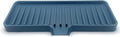 Happitasa Silicone Soap Dish Tray and Sponge Holder with Drain Chute | Bathroom and Kitchen Sink Organizer Caddy (Smoky Blue, 9"x3.5", 5.6 Ounces)