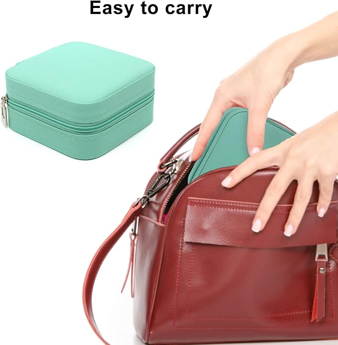 KEINE MARKE Small Jewelry Box, Travel Portable Jewelry Case for Ring, Pendant, Earring, Necklace, Bracelet Organizer Storage Holder Boxes (blue*8).