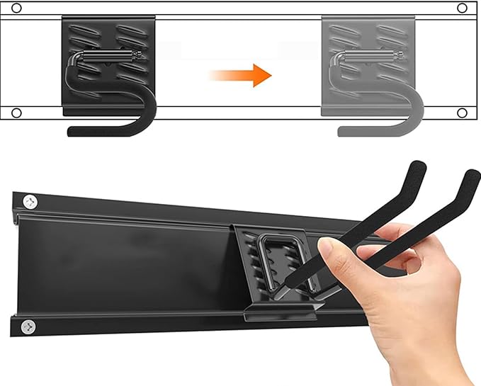 Garage Hooks, Quick and Easy Installation, 1 Set, Shed Basement Storage Hooks, Power Tool Holder Rack, Non Slip PVC Coating, for Garages Basements Yards