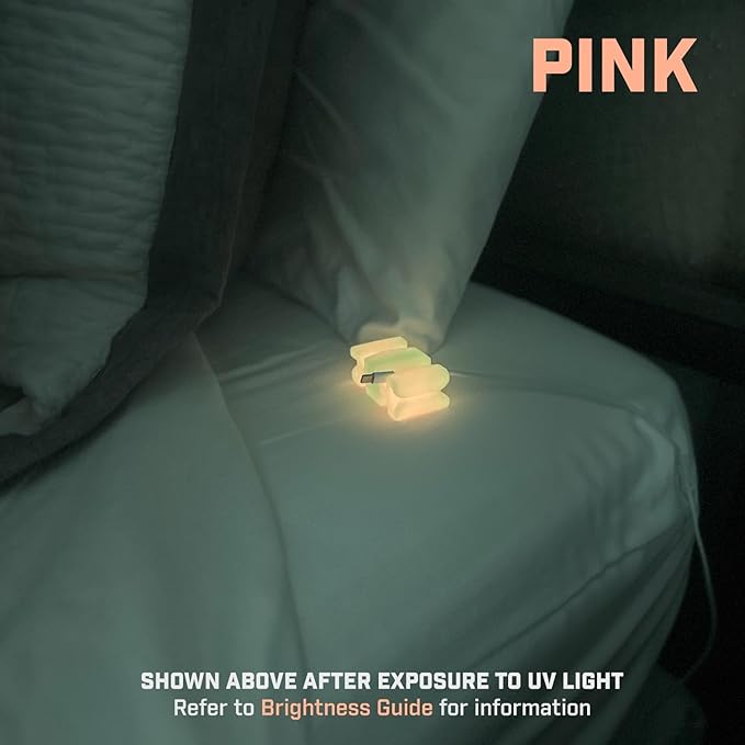 GlowBrick Stocking Stuffers for Adults Cord Management Weighted Cord Holder Cable Wrap Phone Stand - Glow-in-The-Dark Gadget Organizer for Nightstand. Gift for Men, Silicone. Glowing Pink