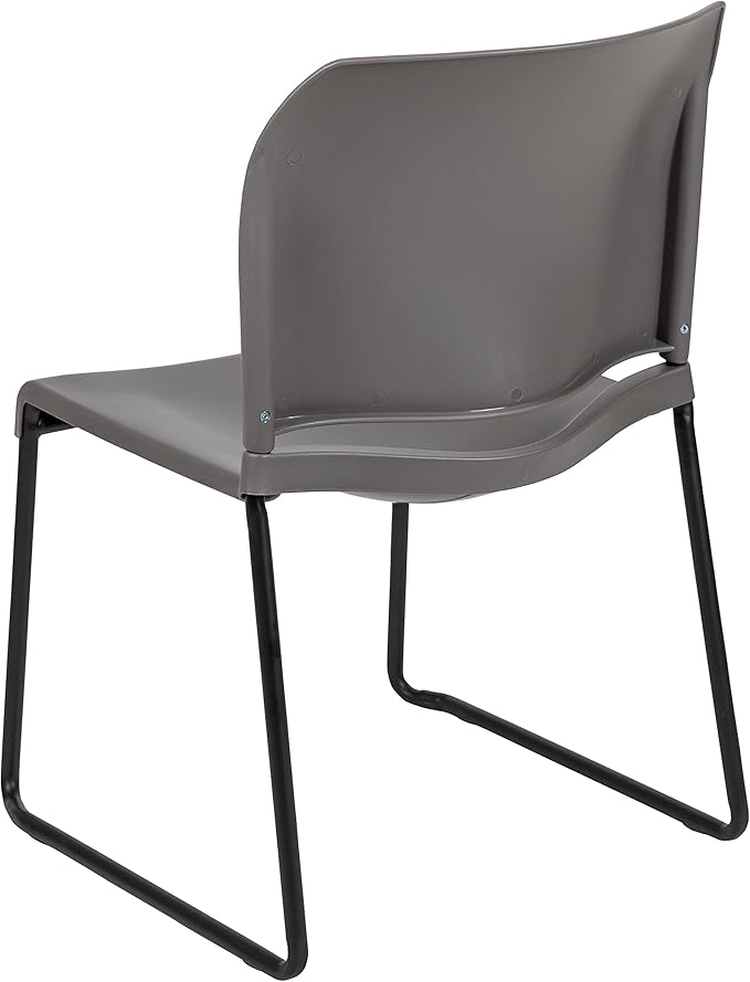 Flash Furniture Hercules Series Contoured Stacking Chairs for Waiting Rooms and Offices, Ergonomic Lobby Chairs with Curved Back, Set of 5, Gray