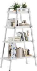 VECELO Ladder Shelf, 4-Tier Bookshelf with Enclosed Edges Design, Wooden Storage Rack Freestanding Bookcase for Living Room Home Office, White