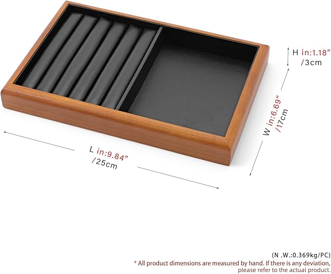 Oirlv Solid Wood Multifunctional Ring Earrings Studs Bangle Jewelry Organizer Tray Jewelry Drawer Organizer(Black)