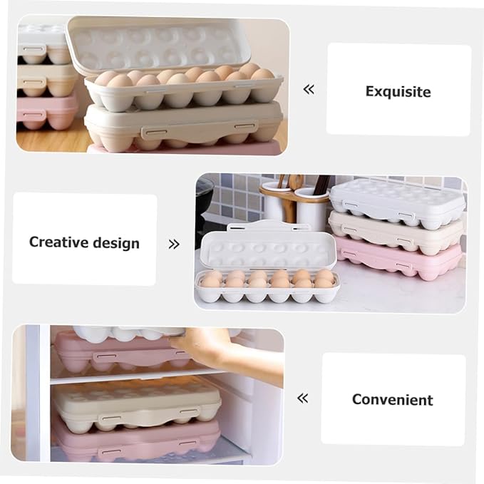 Toyvian 2pcs Egg Storage Container for Refrigerator Stackable Plastic Egg Holder with Design Space-saving Organizer Bin for Home Kitchen and Easy to Clean