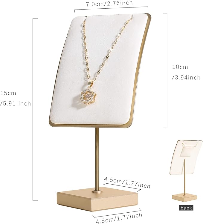 GemeShou White jewelry necklace display for sale, gold necklace and earring holder, velvet jewelry organizer necklace hanger【White】