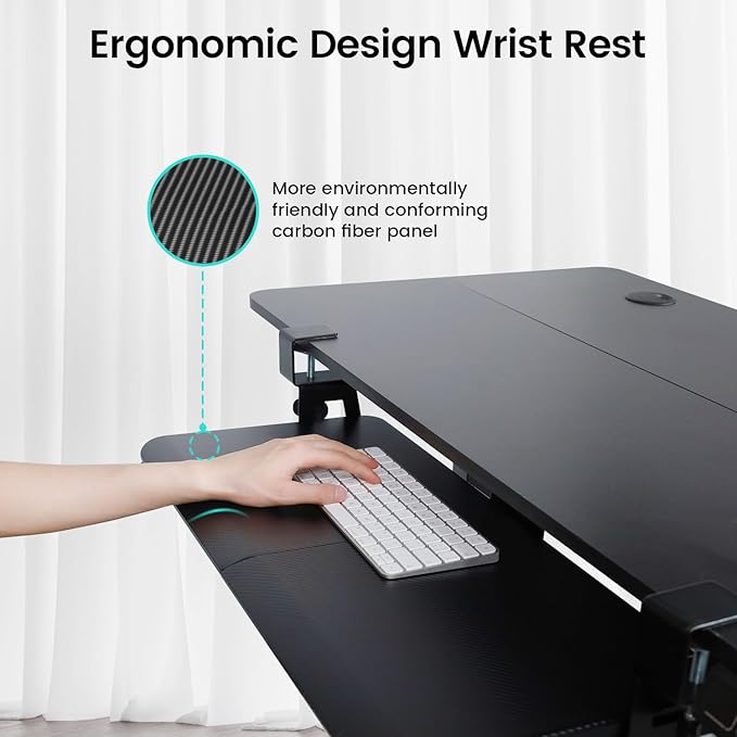 NearHub Large Keyboard Tray Under Desk Slide Out with Extra Sturdy C Clamp Mount System,26'' (30'' including Clamps) x11 Slide-Out Keyboard Drawer Under Desk for Typing,Keyboard Mouse Tray,Black