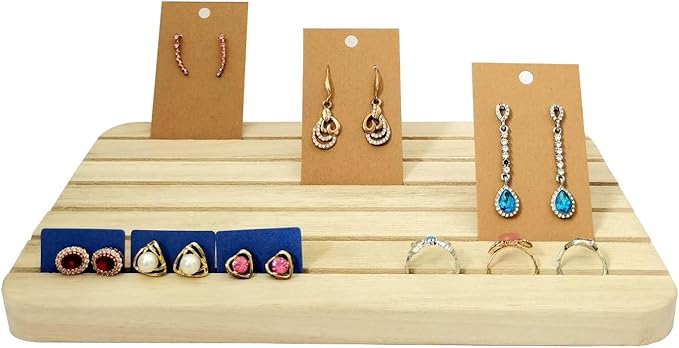 Natural Wood Business Card Holder Wooden Earring Display Stands Jewelry Retail Display for Selling Earring Showing Ring organizer