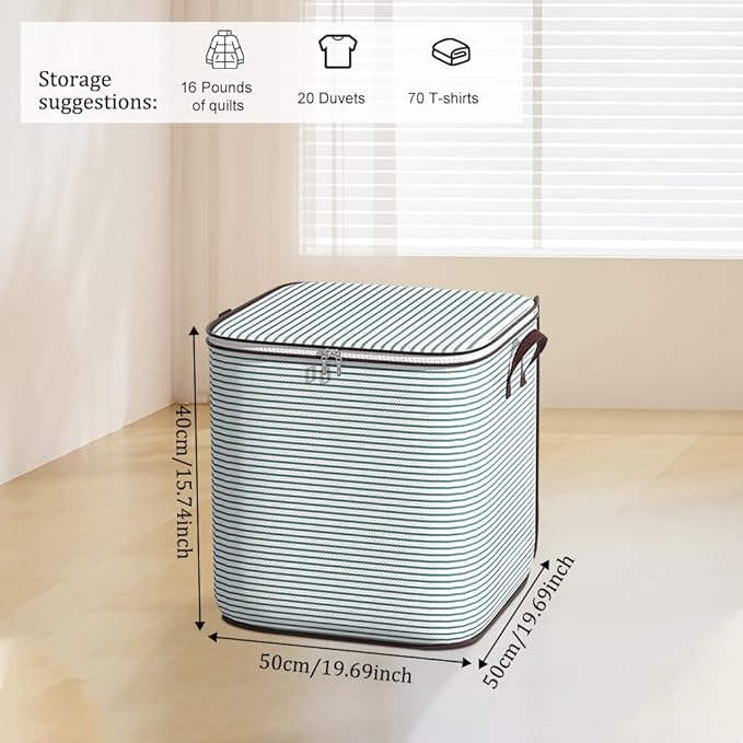 Blanket Storage, 100L Foldable Storage Bin, Large Clothes Organizer Bags, Collecting Containers with Handle Zippers Blanket Organization for Bedroom Closet Comforter Sheets Pillow