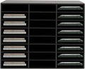 24 Compartments Literature Organizer, Desktop File Sorter Mail Center Paper Storage Cabinet Classroom Mailbox for Files Documents Papers Magazines (Black 24Slots)