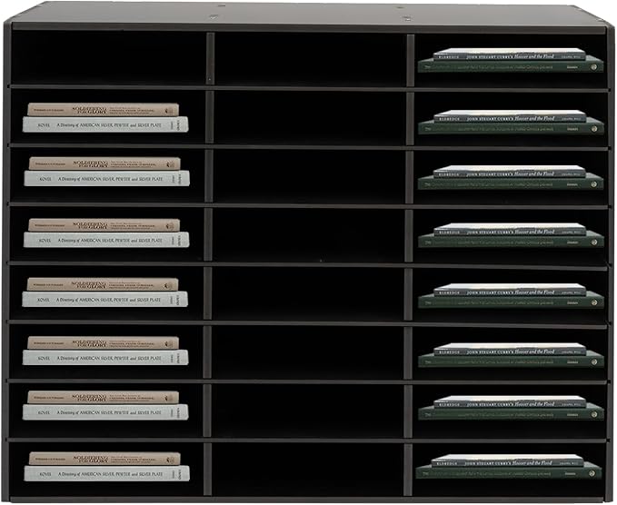 Mail Sorter Organizer, 24 Compartments Mailbox for Classroom, Desktop File Organizer with Adjustable Shelves, for Office Home Classroom, Black