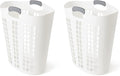 Gracious Living Easy Carry Flex Hamper, Large 87.5 Liter Lightweight Plastic Ventilated Laundry Basket Clothes Bin with Handles, White (2 Pack)