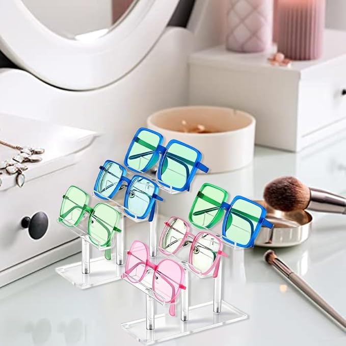 Set Of Two 3 Tier Acrylic Sunglasses Display Stands For Organized And Accessible Eyewear Storage Solutions(white)