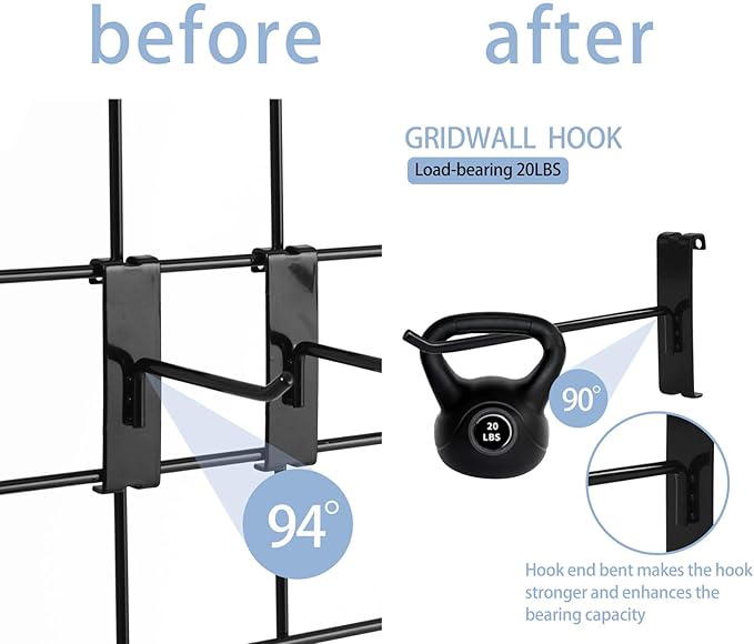 Gridwall Hooks 2 Inch,50PC Display Hooks for Grid Wall, Heavy Duty Gridwall Hook for Grid Wall Panel, Gridwall Peg Hook,Black