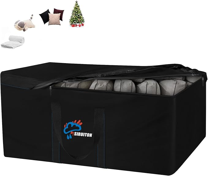 SIRUITON 69”L x 29.5”W x 21.6”H Outdoor Cushion Storage Bag,Patio Furniture Cushion Storage Bag,Heavy Duty 600D Oxford Garden Cushion Storage Covers, 9FT Waterproof Christmas Tree Storage Bags.