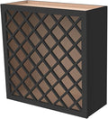 Solid Wood RTA Wine Bottle Rack Wall Cabinet with Lattice Panels - Bottle Holder Storage for Bar, Pantry, or Wine Cellar - Mocha finish Countertop Solution (Charcoal Black, 24'W 12'D 30'H)